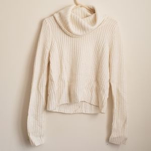 White Knit Cowl Kneck Sweater